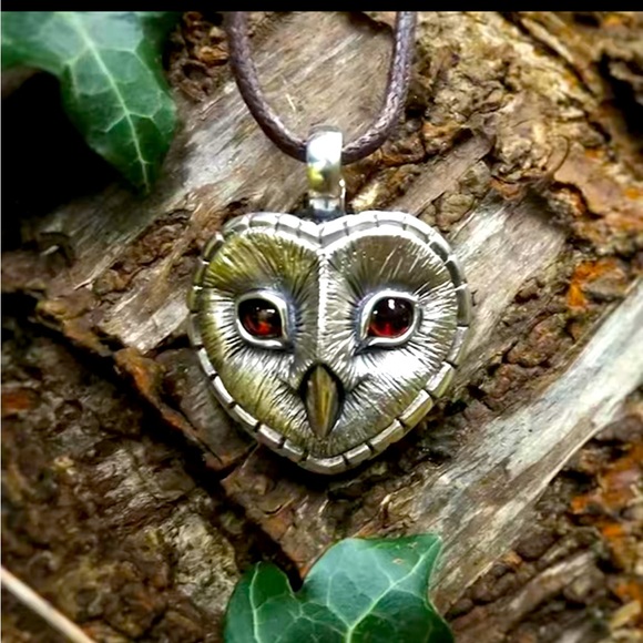 Jewelry - ‼️$7‼️Fashionable Punk Style Silver Owl Stone Heart Pendant Necklace